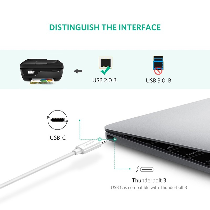 Dây cáp máy in USB Type-C sang USB-B cao cấp Ugreen US241 dài từ 1-1,5m - Sản phẩm chính hãng phân phối