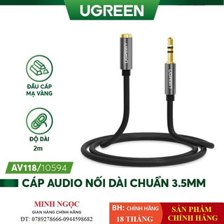 Dây cáp Audio nối dài 3.5mm đầu mạ vàng dài 2m (10594 UGREEN AV118) - Hàng Chính Hãng