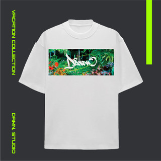Áo thun local brand dvmn/ tropical logo white tee