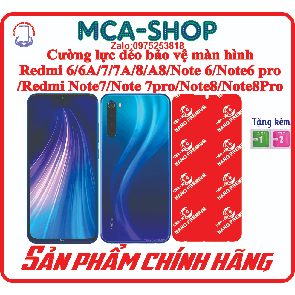 Cường lực dẻo Xiaomi Redmi 6/6A/7/7A/Redmi8/A8/Note 6/Note6 pro/Redmi Note7/Note 7pro/Redmi Note8/Note8Pro
