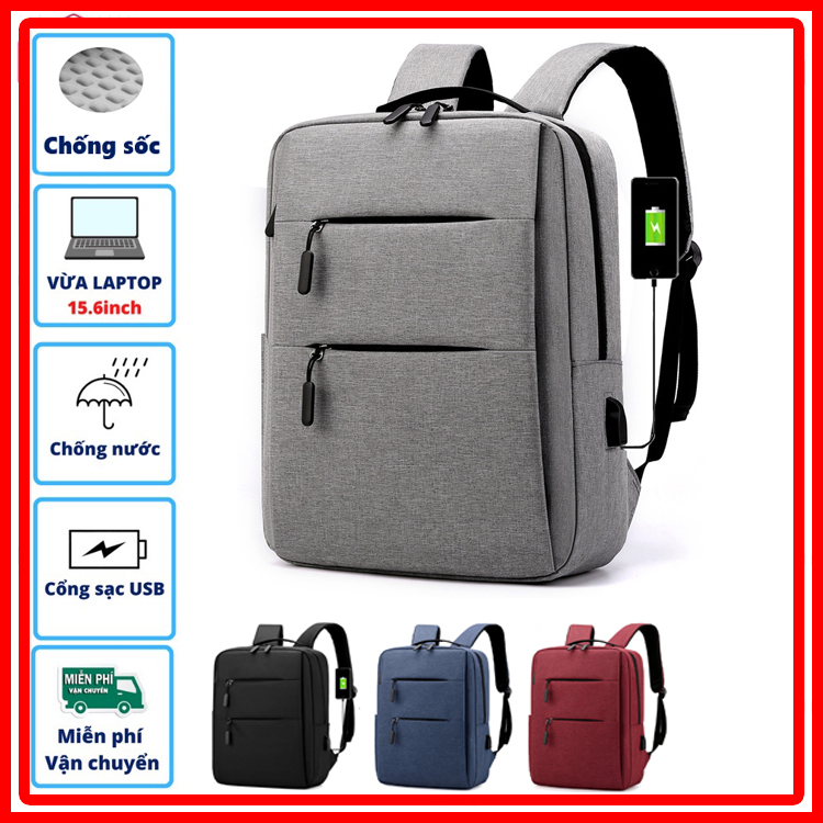 Balo Laptop, Cặp Đựng Laptop chống sốc dùng đi học, đi làm, đi chơi, đi du lịch có cổng sạc USB