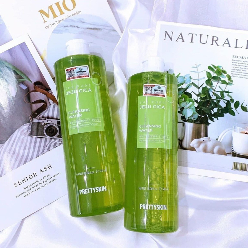 Nước tẩy trang rau má Prettyskin JeJu Cica Cleansing Water 500ml