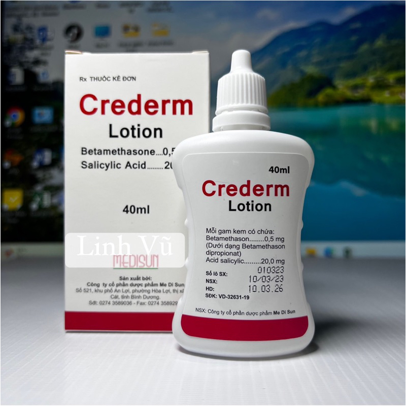 Kem bôi ngoài da Crederm lotion 40ml cùng công thức Beprosalic lotion - Chàm & vẩy nến.