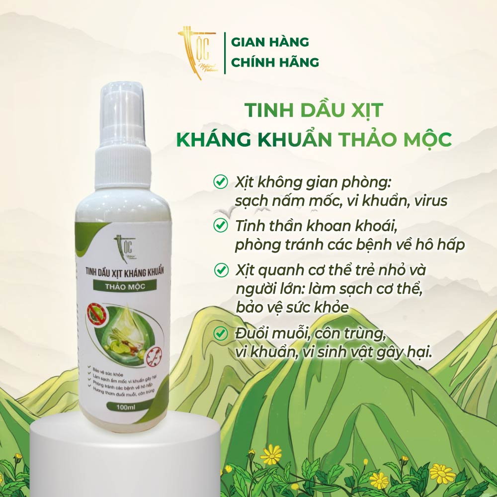 Tinh dầu xịt kháng khuẩn thảo mộc Tộc Natural Việt Nam