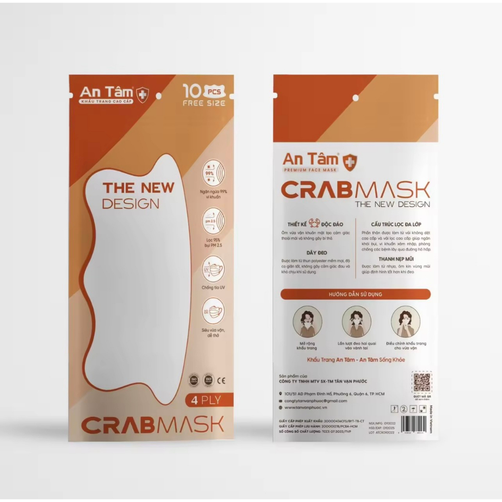 Thùng 300 cái khẩu trang cua crab An Tâm, BYT cấp phép lưu hành