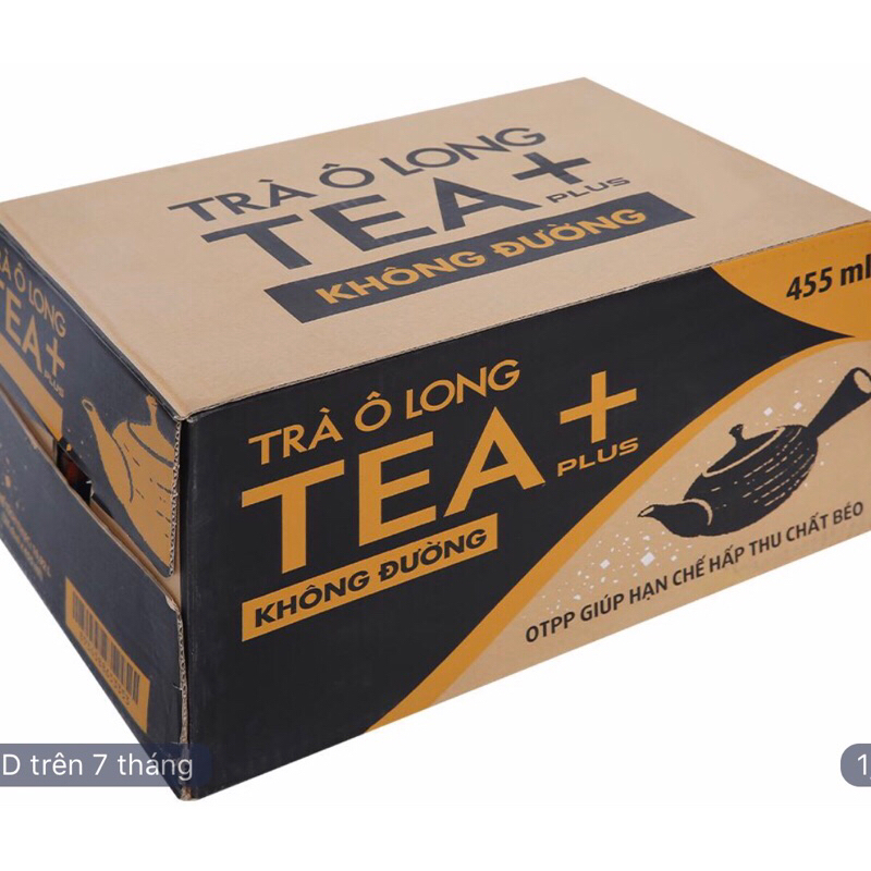  Thùng 24 chai trà ô long Tea Plus không đường 455ml 