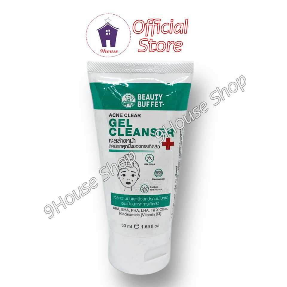 01 Tuýp Gel rửa Mặt Giảm Mụn & Kiềm Dầu Beauty Buffet Acne Clear Gel Cleanser Thái Lan 50ml