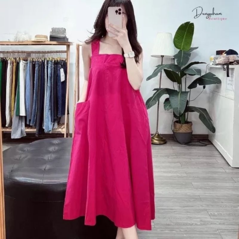 Đầm bbd suông túi 2 bên ( còn trắng)