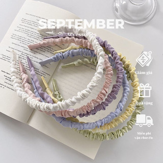 Cài tóc, băng đô tóc nữ vải nhún nhiều màu - september accessories