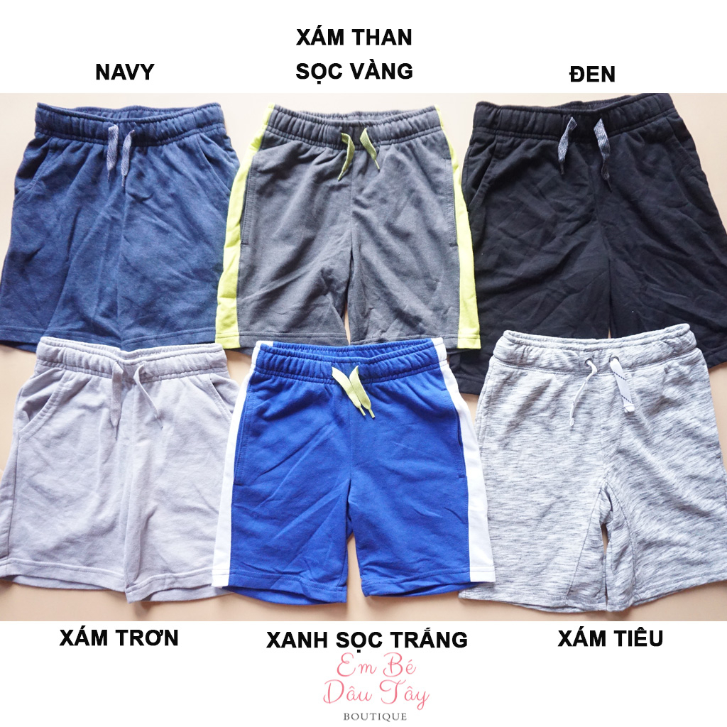 Quần short da cá bé trai 15-54kg thun cotton da cá xuất dư C&J VNXK size đại. Quần short da cá bé trai cấp 1, 2, 3, teen