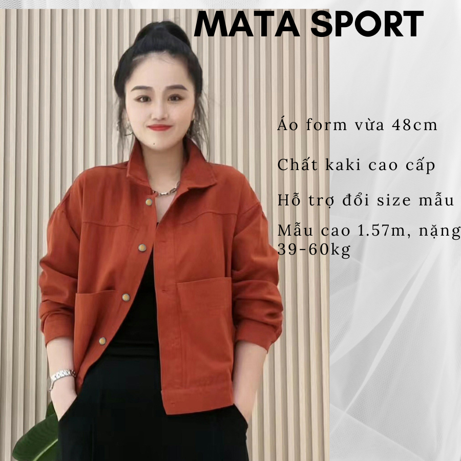 Áo khoác kaki - áo khoác nữ ngoài form vừa màu cam - đen - nâu Mata Sport