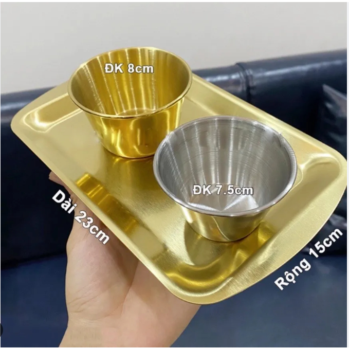 Khay Inox 304 Chữ Nhật To Mạ Vàng, Nhìn Sang Trọng Dùng Trong Y Tế Thẩm Mỹ Phun Xăm Spa.
