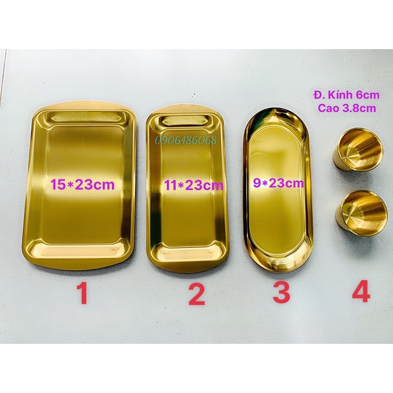 Khay Inox 304 Chữ Nhật To Mạ Vàng, Nhìn Sang Trọng Dùng Trong Y Tế Thẩm Mỹ Phun Xăm Spa.