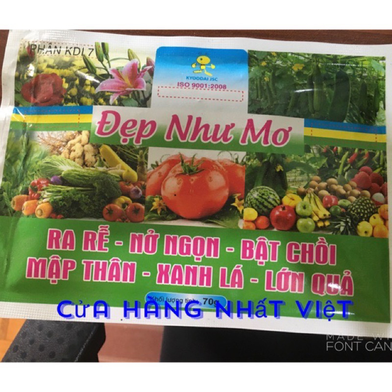 Phân bón lá Đẹp như mơ 70gr giúp RA RỄ - BẬT CHỒI - MẬP THÂN - LỚN QUẢ dùng cho các loại rau