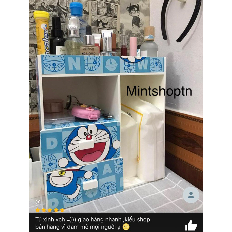 Tủ mini đựng mỹ phẩm doraemon , đựng đồ trang điểm tiện dụng