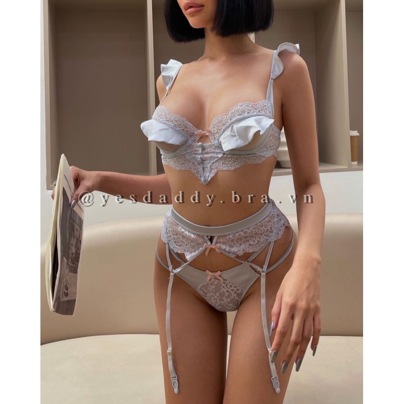 Set đồ lót thiết kế cao cấp có gọng không mút kèm đai đùi kẹp tất sexy gợi cảm Tiffany Yes Daddy NY014 | BigBuy360 - bigbuy360.vn