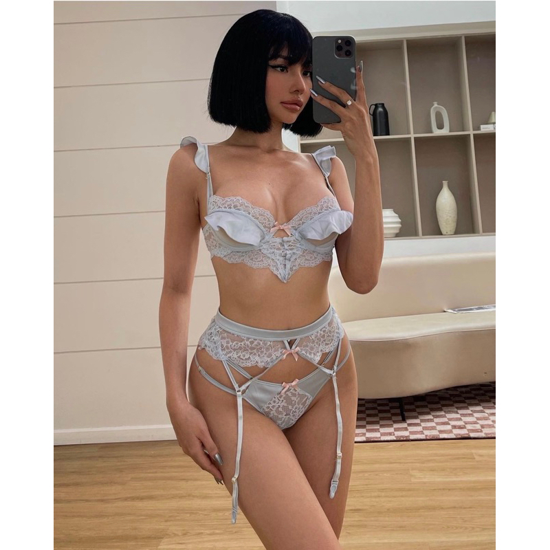Set đồ lót thiết kế cao cấp có gọng không mút kèm đai đùi kẹp tất sexy gợi cảm Tiffany Yes Daddy NY014 | BigBuy360 - bigbuy360.vn