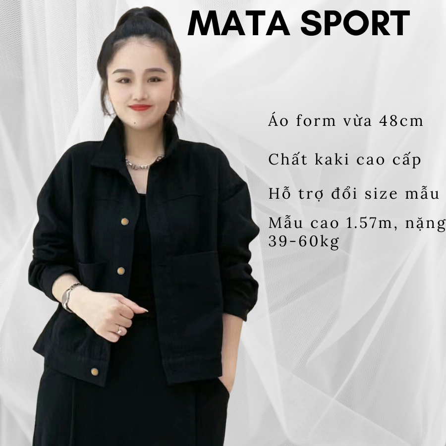 Áo khoác kaki nữ ngoài form vừa đủ 3 màu đen - cam - nâu Mata sport
