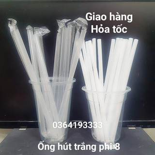 Ống Hút Sinh Tố Phi 8 Trắng 1 gói Ống hút có màng bọc cao cấp