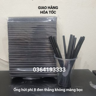 Ống Hút Phi 8 Đen Thẳng Hút Sinh Tố 1 Gói