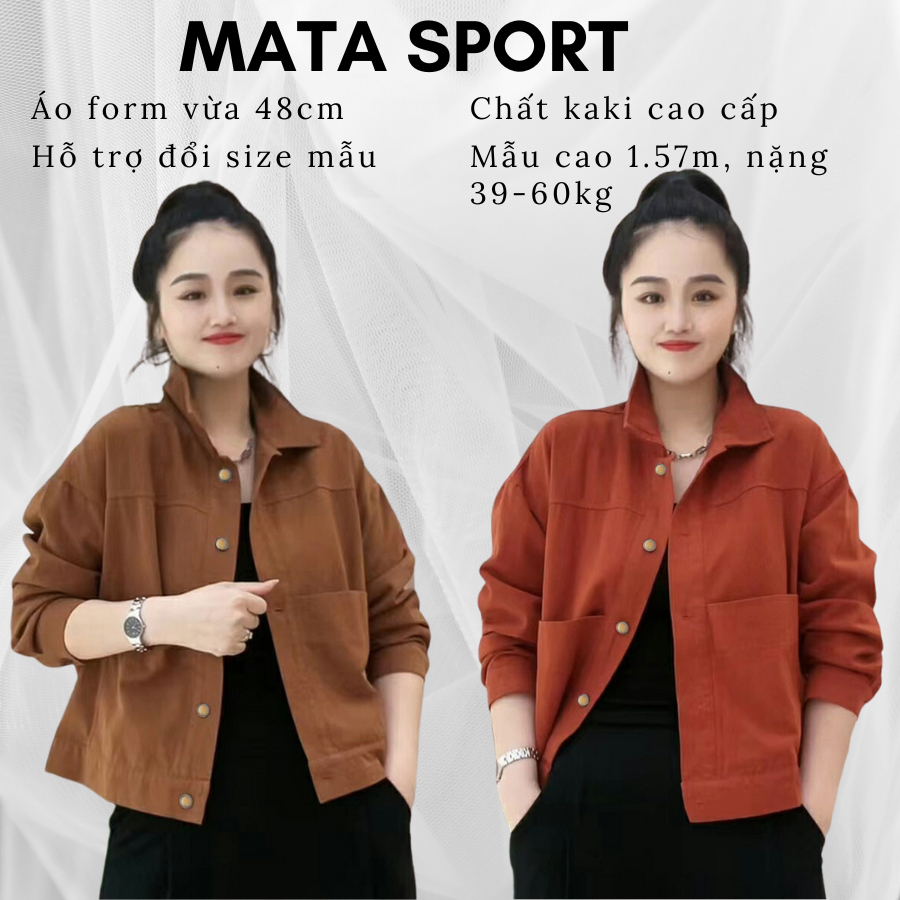 Áo khoác kaki nữ form vừa màu cam nâu đen - top 3 áo khoác ngoài cực đẹp 2024 Mata Sport