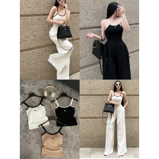 Áo 2 dây viền thêu X đệm ngực 2 màu