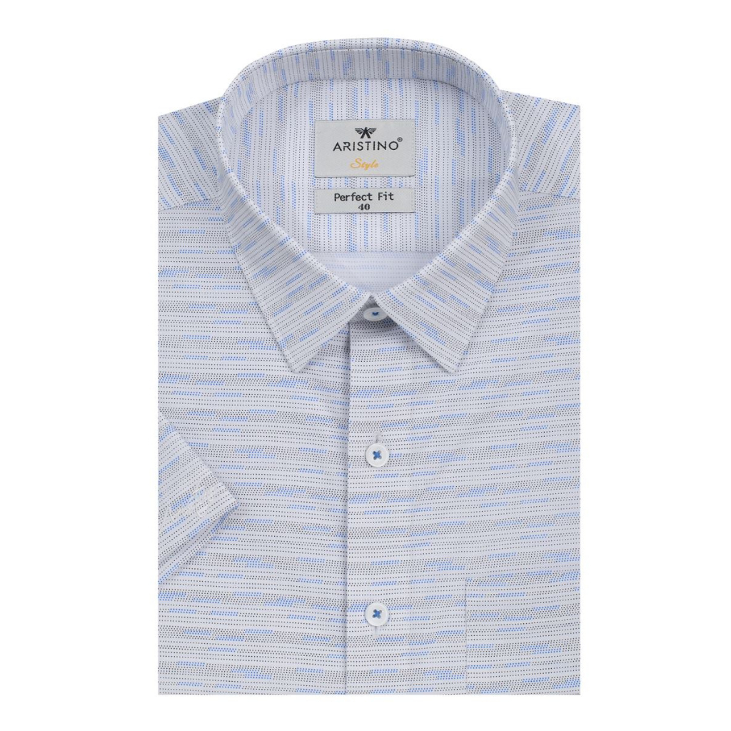 Áo sơ mi nam ngắn tay Aristino  sợi tre  thấm hút mồ hôi form rộng ASS115S1