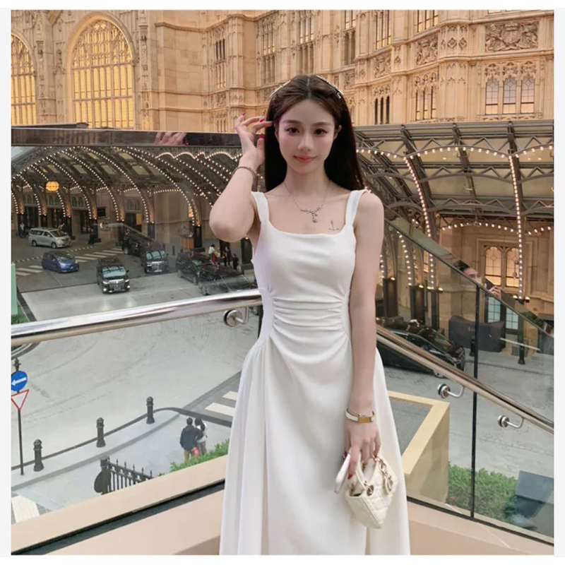 Váy đầm hai dây ôm gọn thắt eo 2 lớp
