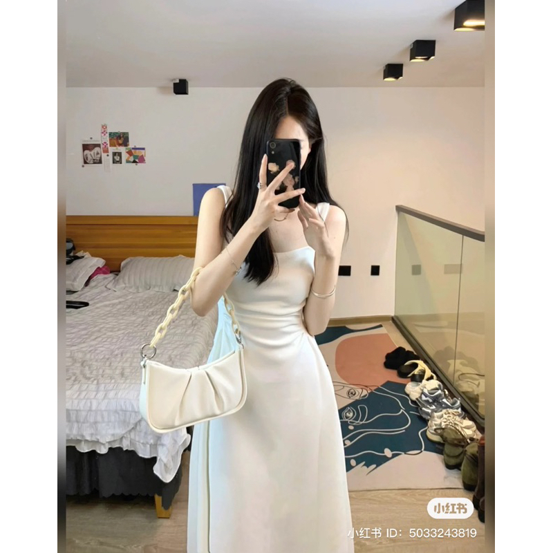 Váy đầm hai dây ôm gọn thắt eo 2 lớp