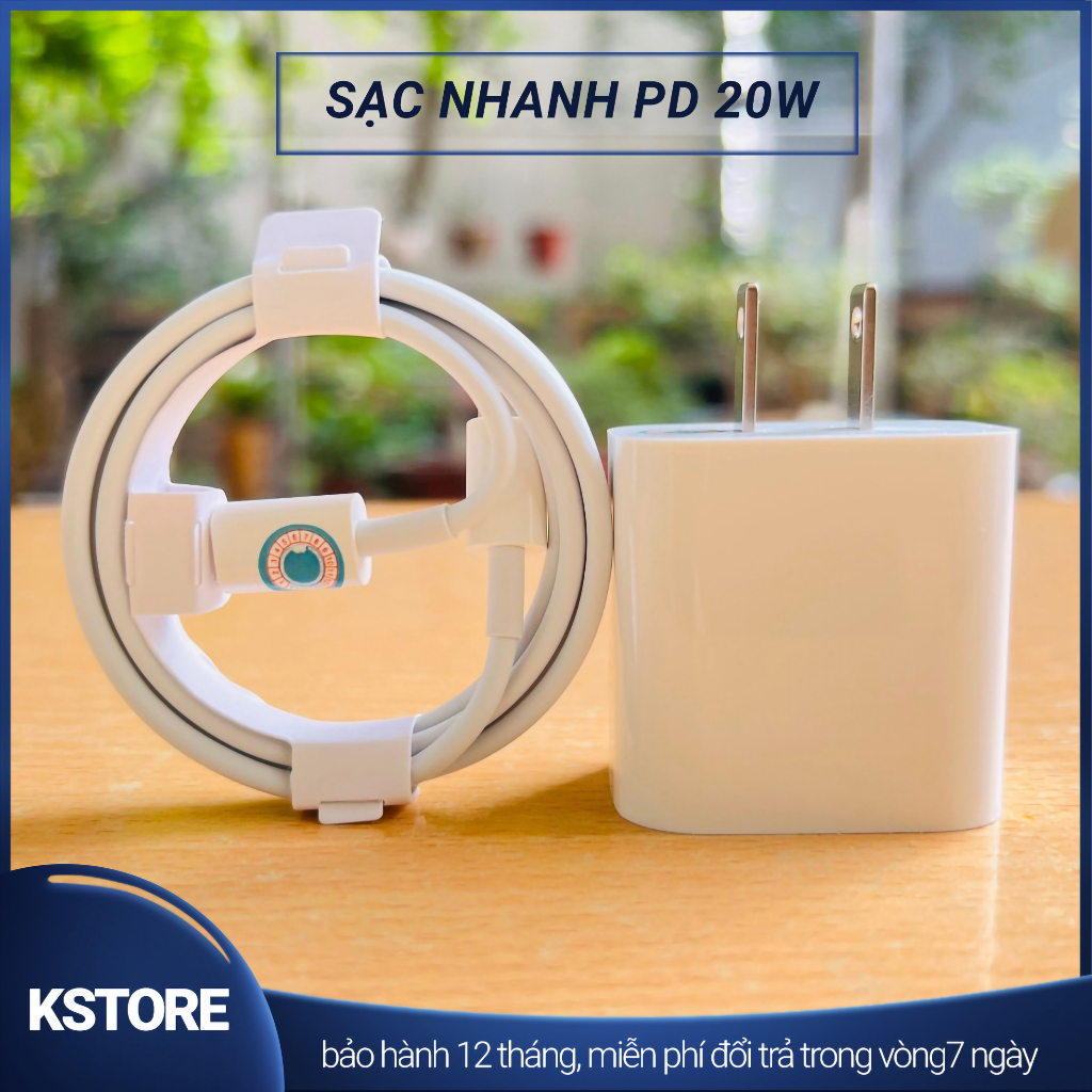 Bộ Củ Cáp Sạc Nhanh 20w Cho IP 7/8/X/11/12/13/14. Cáp TypeC to 20w Sạc Cực Nhanh Công Nghệ PD