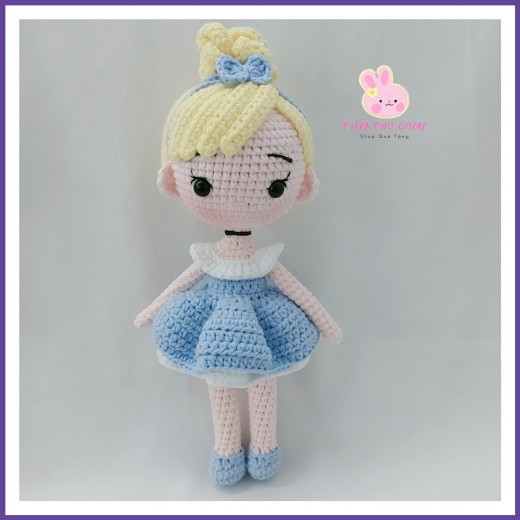 Búp bê len handmade - cặp cúp bê hoàng tử và cô bé lọ lem 26 cm - an toàn cho bé