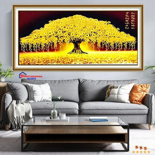 Tranh đính đá cây kim tiền tài lộc 1m18 x 50cm