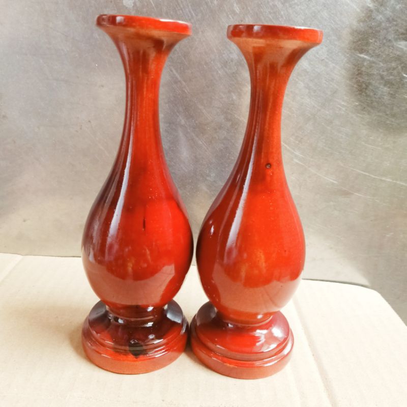 Cặp bình gỗ tràm cao 20 cm trang trí phong thủy trưng bày phòng khách phòng làm việc