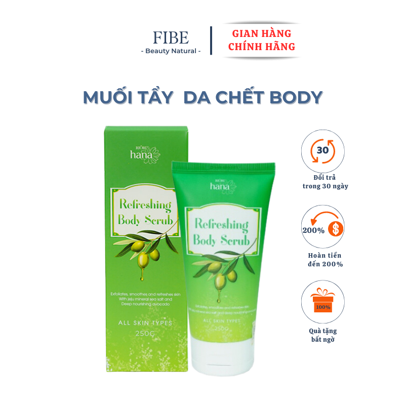 Tẩy tế bào chết Body RIORI, muối tắm tẩy da chết body mẫu mới giúp sáng da, giảm mụn lưng viêm nang lông 250g