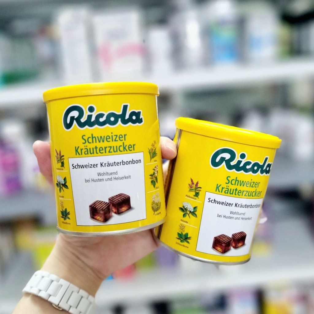 Kẹo ngậm ho thảo mộc Ricola đức hộp 250g date T11/2025