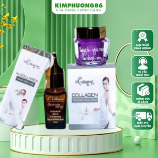 Combo whitening face cream + serum ncollagen giảm mụn  thâm