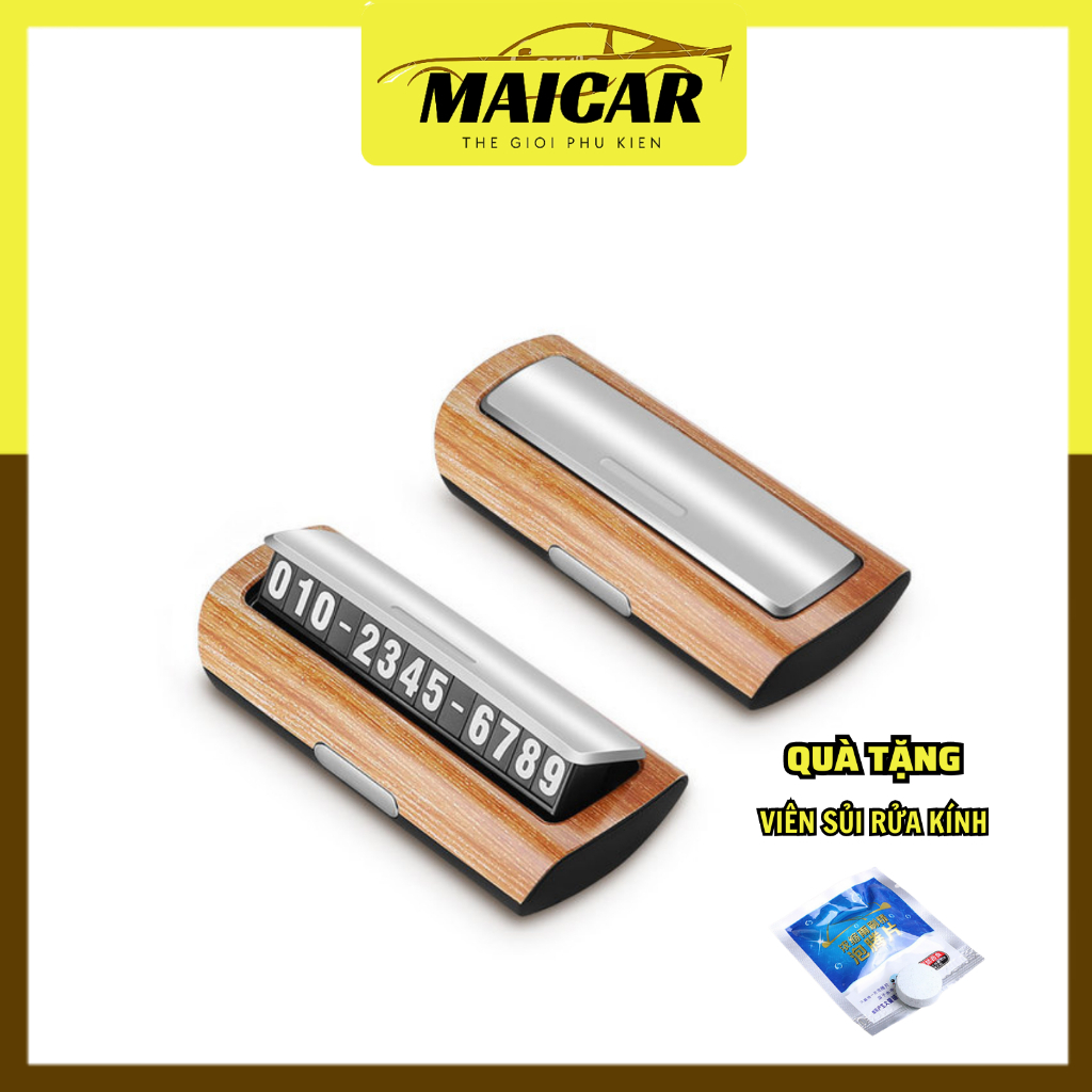Bảng số điện thoại ô tô, Bảng ghi số điện thoại xe hơi khi dừng đỗ, Mẫu Vân Gỗ sang trọng đặt taplo xe TGPKOTO