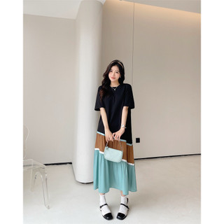 Váy bầu cotton xuông màu - dáng dài - from rộng -đầm bầu mùa hè