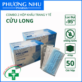 Combo 2 hộp khẩu trang y tế cao cấp 4 lớp kháng khuẩn cửu long