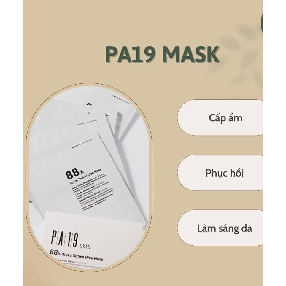 Mặt Nạ Chiết Xuất Gạo Dưỡng Da PA19 Skin 88% Oryza Sativa Rice Mask Hộp 10 Miếng