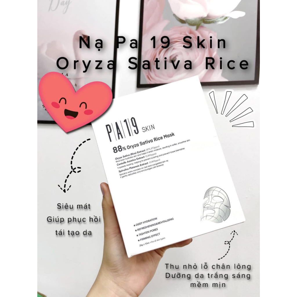 Mặt Nạ Chiết Xuất Gạo Dưỡng Da PA19 Skin 88% Oryza Sativa Rice Mask Hộp 10 Miếng