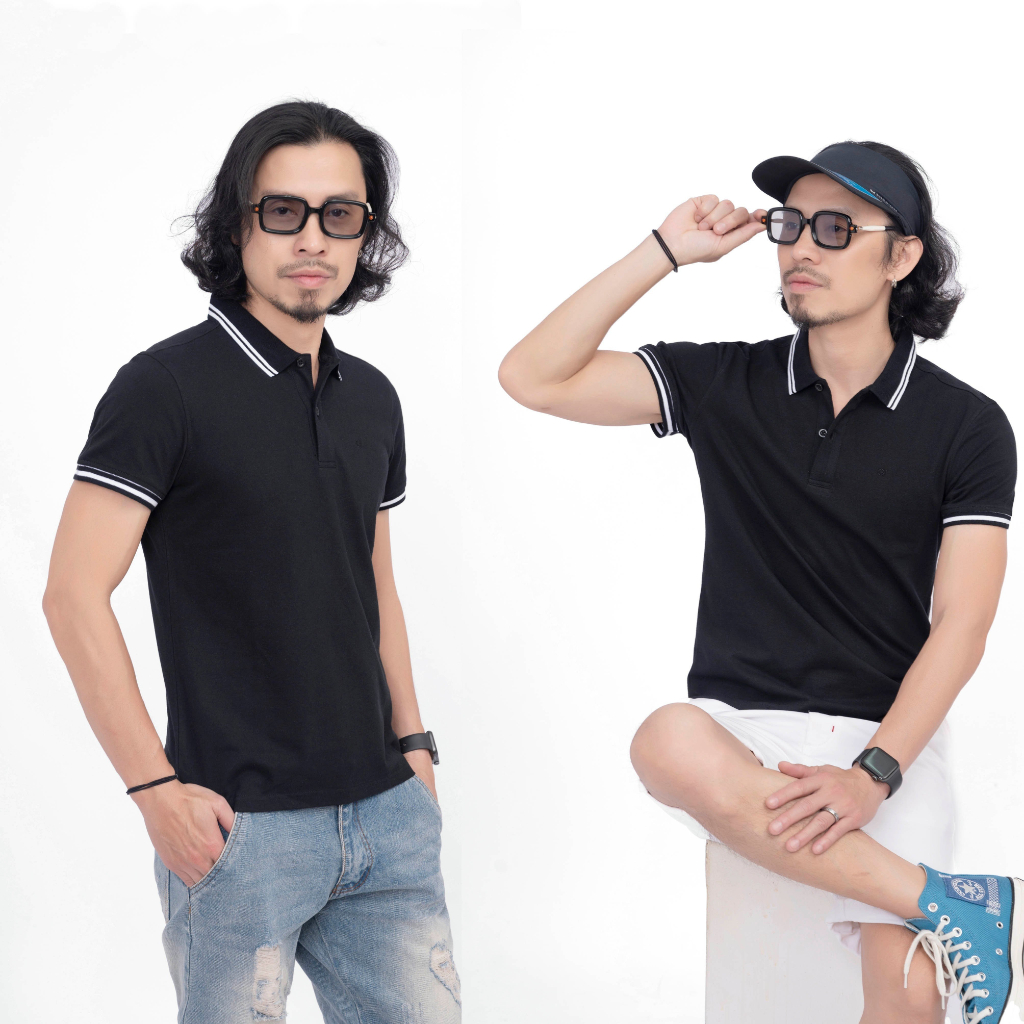 Áo polo nam cá sấu Cotton cao cấp vải dày màu đen trơn công sở ngắn tay cổ bẻ thương hiệu GIFASHION MPC30307