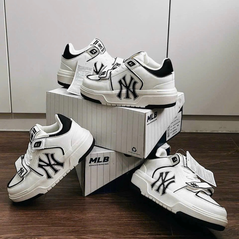 Giày thể thao nam nữ CT MLB Liner mid basic NY đen quai dán sc, giày MIB offwhite trắng đen nam nữ New York mới full hộp