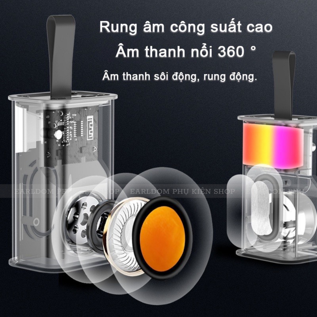 Loa Bluetooth Mini Trong Suốt K07 ,Trong Suốt Có Đèn Led Nhiều Màu
