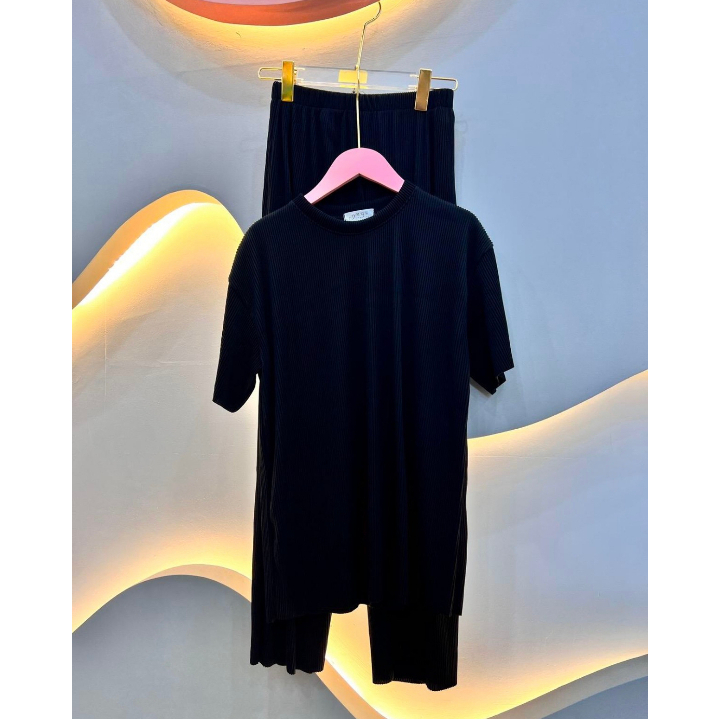 Bộ Thun Tăm Co Giãn 4 Chiều Free Size <60kg Dáng Rộng Quần Dài 100cm