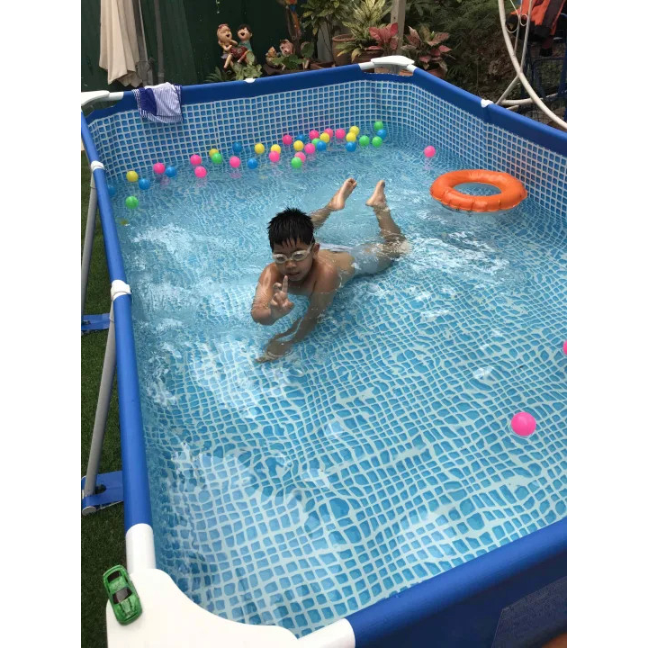 Bể bơi khung kim loại, kích thước 3m*2m*75 cm, bể bơi thành cao cho bé, đồ chơi vận động