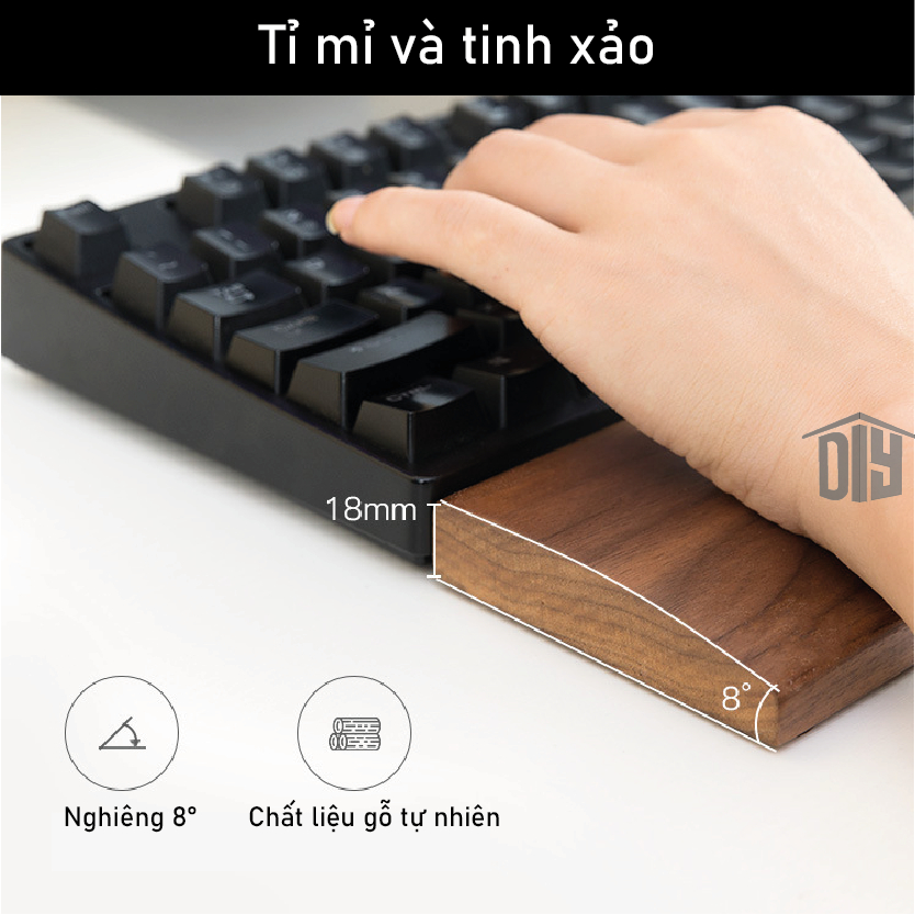Kê tay bàn phím gỗ tư nhiên công thái học cao cấp