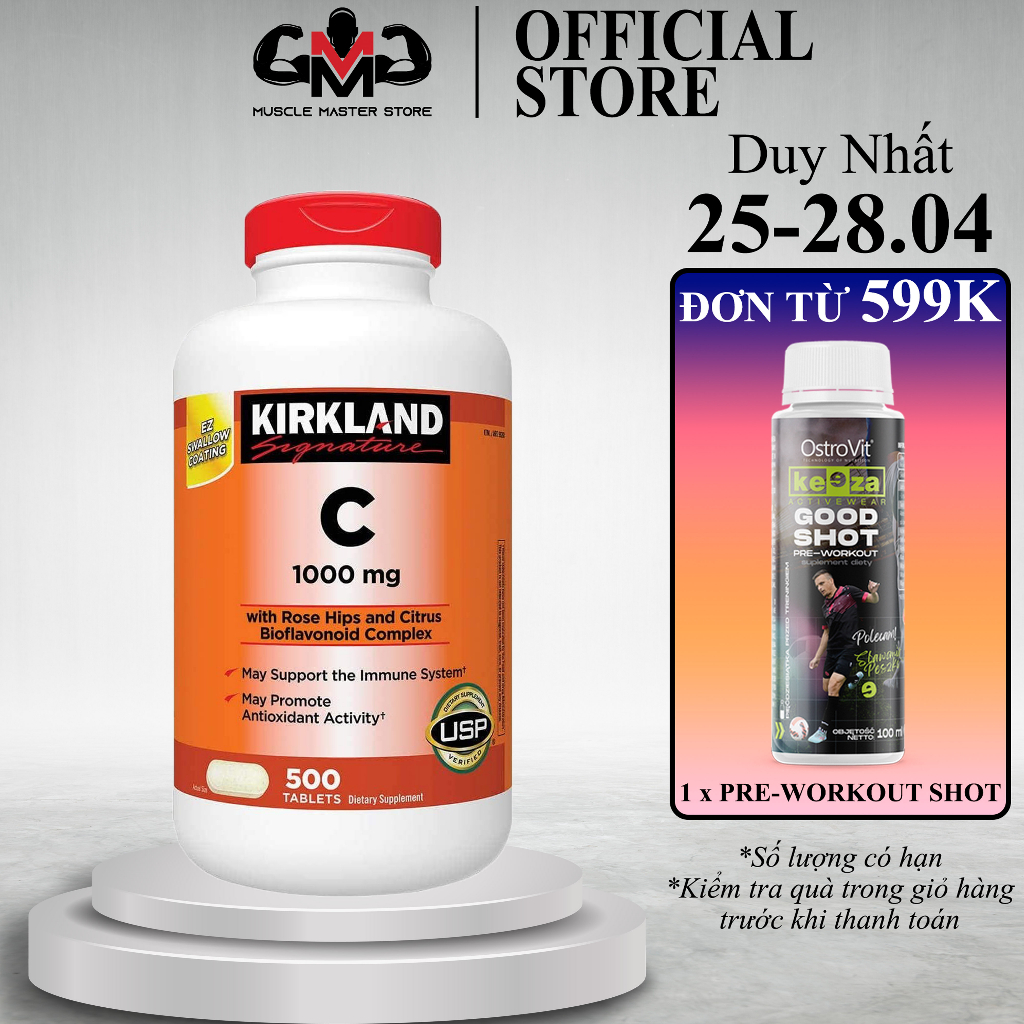 Viên Bổ Sung Vitamin C Tăng Sức Đề Kháng, Chống Oxy Hóa Kirkland Vitamin C 500mg - 1000mg 500 Viên