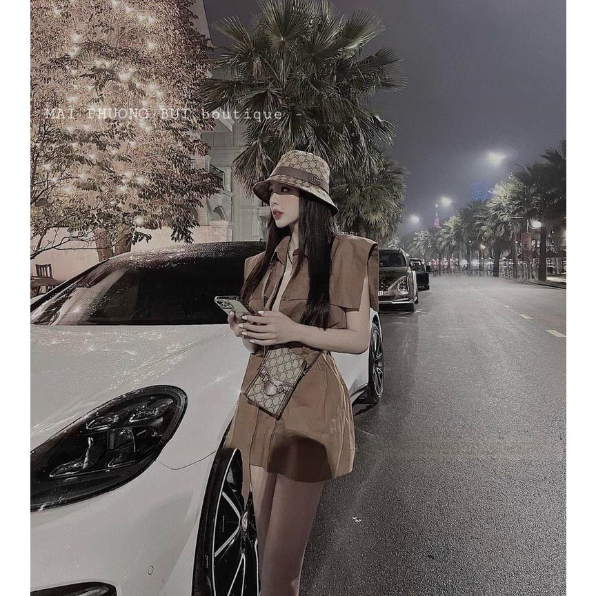 Set Váy Nữ EVANIA Set Váy Tiểu Thư Rút Dây Hai Màu Be, Nâu Phong Cách Hàn Quốc Chất Kaki Trơn - Mã B688