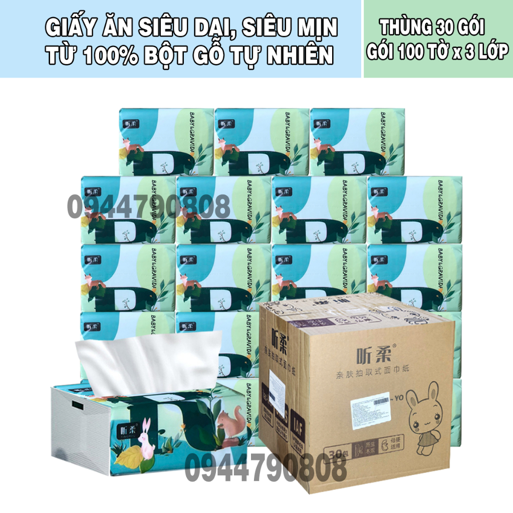 Thùng 30 gói giấy ăn thỏ Yoyo cao cấp nội địa Trung